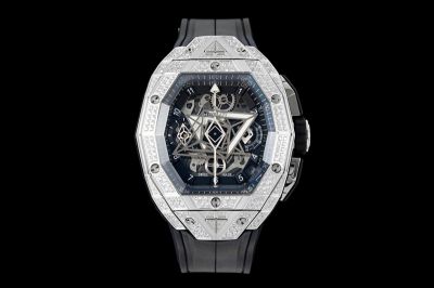 Hublot Big Bang Watch Band Sang Bleu III 42mm Hub4700 Movement Silver Diamond Bezel Skeletonized Lady Watch